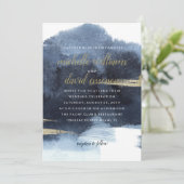 Elegant Sapphire and gold | Nautical Wedding Kaart (Staand voorkant)