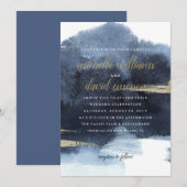 Elegant Sapphire and gold | Nautical Wedding Kaart (Voorkant / Achterkant)