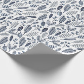 Elegant Sapphire Blue Botanicals Cadeaupapier (Hoek)