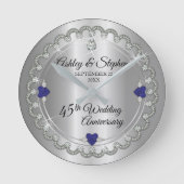 Elegant Sapphire Diamonds 45th Wedding Jubileum Ronde Klok (Voorkant)