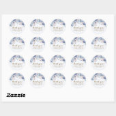Elegant Sapphire & Ivory Floral Wedding  Ronde Sticker (Vel)