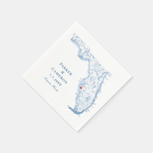 Elegant Sarasota Florida Kaart Bruiloft Servet (Hoek)