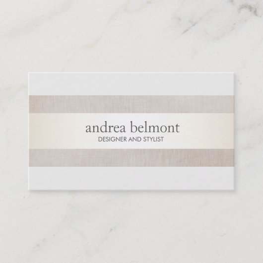 Elegant Satijn Gouden Streep Beige Stylist & Desig Visitekaartje (Voorkant)