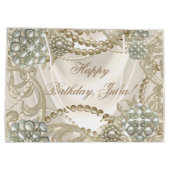 Elegant satijn parel ivoor groot cadeauzakje (Achterkant)