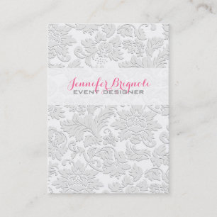 Elegant Satijn Wit Bloemen Damasks Embossed Effect Visitekaartje