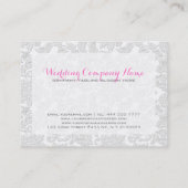 Elegant Satijn Wit Bloemen Damasks Embossed Effect Visitekaartje (Achterkant)