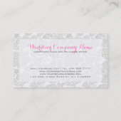 Elegant Satijn Wit Bloemen Damasks Embossed Effect Visitekaartje (Achterkant)