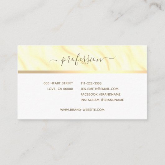 Elegant satijnen crème marmer met Lijst chique  Visitekaartje (Achterkant)