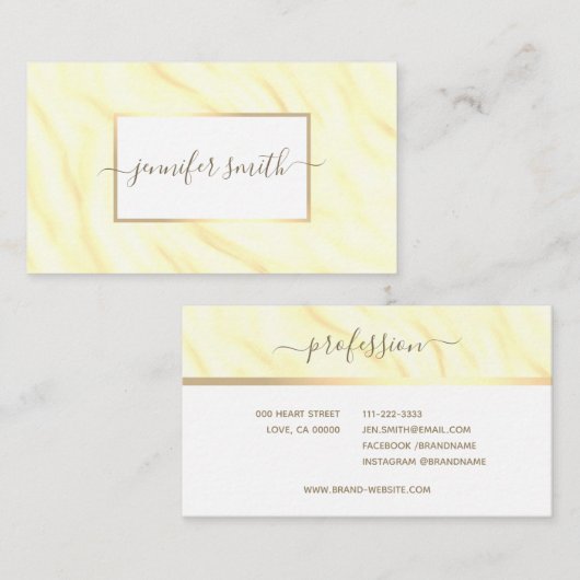 Elegant satijnen crème marmer met Lijst chique  Visitekaartje (Voorkant / Achterkant)