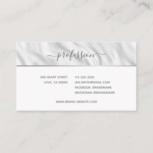 Elegant satijnen stof marmer met Lijst chique  Visitekaartje (Achterkant)