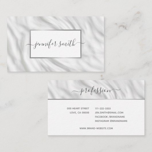 Elegant satijnen stof marmer met Lijst chique Visitekaartje (Voorkant / Achterkant)