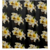 Elegant Satin Flowers op Black Douchegordijn (Voorkant)