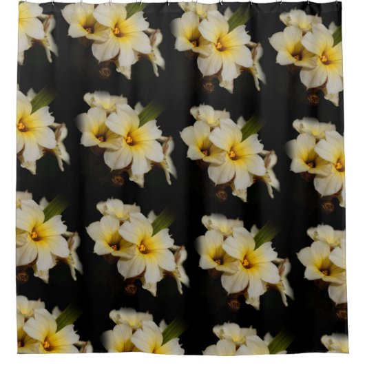 Elegant Satin Flowers op Black Douchegordijn (Voorkant)