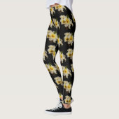 Elegant Satin Flowers op Black Leggings (Links)
