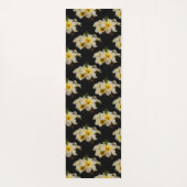 Elegant Satin Flowers op Black Yogamat (Achterkant)