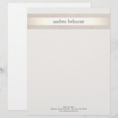 Elegant Satin Gold Stripe Ivory Stylist & Designer Briefhoofd Sjabloon (Voorkant / Achterkant)