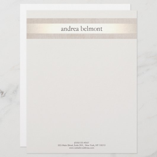 Elegant Satin Gold Stripe Ivory Stylist & Designer Briefhoofd Sjabloon (Voorkant / Achterkant)