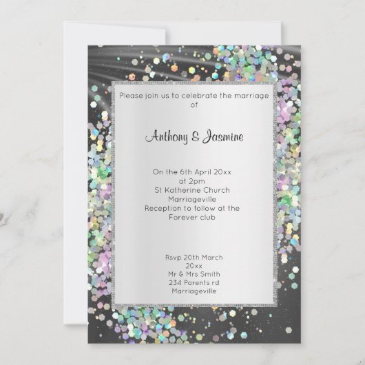 ELEGANT SATIN PAARS HOLOGRAFISCH PASTEL KAART