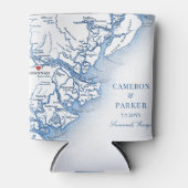 Elegant Savannah Georgia Kaart Navy Blue Bruiloft Blikjeskoeler (Voorkant)