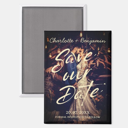 Elegant Save Our Date Wedding Magneet (Voorkant / Achterkant)