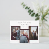 Elegant Save the Date 3 Fotocollage Rood Chic Aankondigingskaart (Staand voorkant)