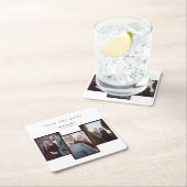 Elegant Save the Date 3 Fotocollage Rood Chic Kartonnen Onderzetters (Insitu)