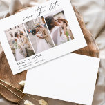 Elegant Save the Date 3 Photo Minimalist<br><div class="desc">Moderne en elegante horizontale drie (3) Foto sparen de Bindende van de Datum met hand geschreven manuscripttypografie. Sparen de magneet van de datumuitnodiging omvat manuscripttypografie en chic en eenvoudig ontwerp dat u uw aangepast afbeelding van de de fotografie van het verloving kunt toevoegen aan.</div>