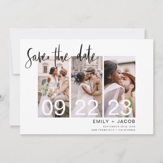 Elegant Save the Date 4 Photo Invitations (Voorkant)