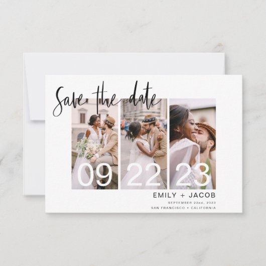 Elegant Save the Date 4 Photo Invitations (Voorkant)
