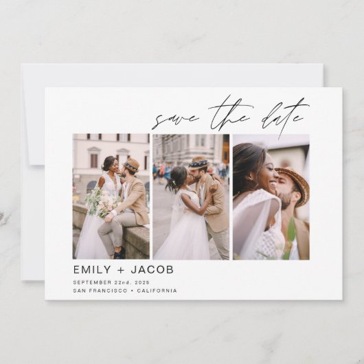 Elegant Save the Date 4 Photo Minimalist (Voorkant)