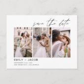 Elegant Save the Date 4 Photo Minimalist Briefkaart (Voorkant)