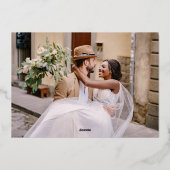 Elegant Save the Date 4 Photo Minimalist Silver Folie Uitnodiging (Achterkant)