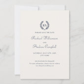 Elegant Save the Date Aankondiging Kaart Navy Blue (Voorkant)