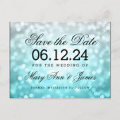 Elegant Save The Date Beach Ombre Glitter Lights Aankondigingskaart (Voorkant)