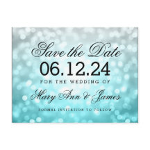 Elegant Save The Date Beach Ombre Glitter Lights