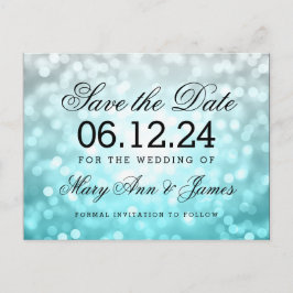 Elegant Save The Date Beach Ombre Glitter Lights Aankondigingskaart
