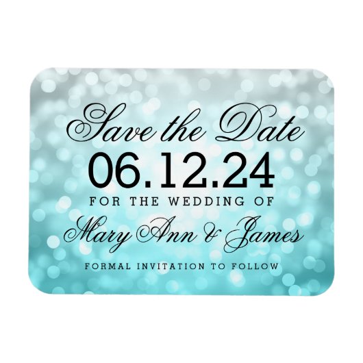Elegant Save The Date Beach Ombre Glitter Lights Magneet (Horizontaal)