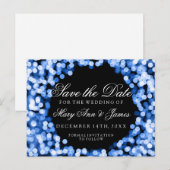 Elegant Save the Date Blue Sparkly Lights Aankondigingskaart (Voorkant / Achterkant)