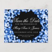 Elegant Save the Date Blue Sparkly Lights Aankondigingskaart (Voorkant)