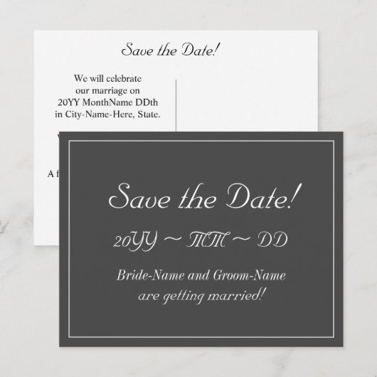 Elegant "Save the Date!" Briefkaart (Voorkant / Achterkant)
