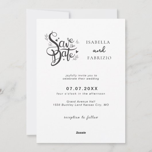 Elegant Save the Date bruiloft uitnodiging (Achterkant)
