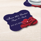 Elegant Save the Date Burgundy Floral Wedding Kartonnen Onderzetters (Gekanteld)