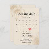Elegant Save the Date Card – Beige Botanical (Voorkant / Achterkant)