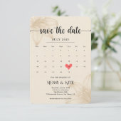 Elegant Save the Date Card – Beige Botanical (Staand voorkant)