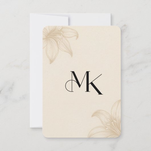 Elegant Save the Date Card – Beige Botanical (Achterkant)