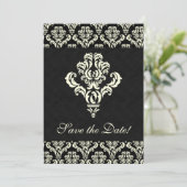 Elegant Save the Date Card Black Suede Cream (Staand voorkant)