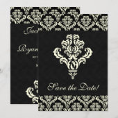 Elegant Save the Date Card Black Suede Cream (Voorkant / Achterkant)