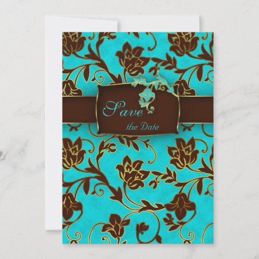 Elegant Save the Date Card Gold Floral BB (Voorkant)