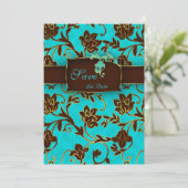 Elegant Save the Date Card Gold Floral BB (Staand voorkant)