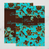 Elegant Save the Date Card Gold Floral BB (Voorkant / Achterkant)
